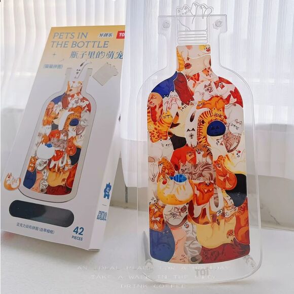 PETS IN THE BOTTLE Catty Animal Shaped Acrylic Puzzle - Picture 2 of 6